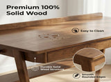 Solid Wood Writing Desk, Home Office Desk for Small Spaces, Mid Century Modern Desks with 2 Drawers 56061304