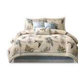 7 Piece Printed Cotton Twill Comforter Set Khaki Queen B03597224