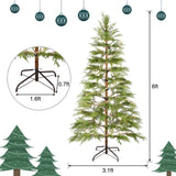 6 Feet Artificial Full Christmas Tree Includes LED Lights and Metal Stand, 612 Tips Full Tree,Xmas N710P181792S