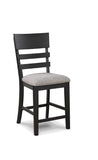 2pc Black/Gray Counter Height Chair Upholstered Seat Ladder Back Wooden Dining Room Furniture B011P261223