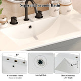 30" Bathroom Vanity Ceramic Sink and 2 Full-Extension Drawers, Freestanding Bathroom Vanity N817P280549G