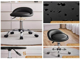 Adjustable Rolling PU Leather Salon Stool, Black 96587054