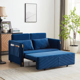 MH 54" Modern Convertible Sofa Bed with 2 Detachable Arm Pockets, Velvet Loveseat Multi-position W1193P254898