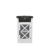 Farmhouse End Table with Charging Station, 15.4'' Rustic Nightstand with Barn Door & Adjustable T3609P332411