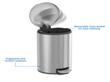 Bathroom Trash Can, 3.1 Gallon Small Stainless Steel Step Garbage Bucket Bin with Soft Close Lid, 42733836