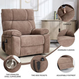 Brown Heat Massage Dual Motor Infinite Position Up to 350 LBS Large Electric Power Lift Recliners W1803P264024