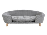 Elevated Dog Bed Frame for Small Dog, Corduroy Pet Couch Bed with Rubber Wood Legs and Supportive N779P179967G