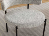 Burbank Modern Round Boucle Dining Chairs, Set of 2, Black White T2574P180243