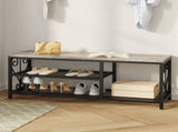 Vividwood Entryway Storage Bench with Shoe Rack, 47.2" Wide Hallway Bench with Seating, Rustic Wood T5618P505965