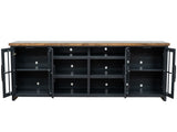 96 inch TV Stand Console for TVs up to 100 inches, No Assembly Required, Black and Whiskey Finish B108P160147