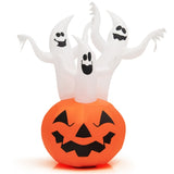 6ft Halloween Inflatable Ghost & Pumpkin Decoration - Colorful Rotating Flame Light, 190T Waterproof 31184295