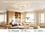 Modern Ceiling Fan with Lights Remote Control, 8 PCS Blades ,32" white Ceiling Fan with Light, 6 W3775P566904