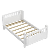 Twin Size Wood Platform Bed for Kids, Wood Low Profile Twin Bed with Rails for Girls and Boys, White W2593P296772