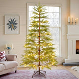6 Feet Artificial Full Christmas Tree Includes LED Lights and Metal Stand, 612 Tips Full Tree,Xmas N710P181792S