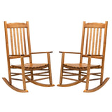 ZNTS 68.5*86*115CM Square Wooden Rocking Chair Wavy Backboard Original Color 82239638