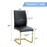 Luxury Simple Arch Chair - Set of 4 BLACK PU Material High Resilience Dining Chair with Arched Metal W1151P154872