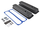 Black Finned Tall Valve Covers 3-11/16" Height with Center Bolt Fit for Chevy SBC 305 350 450 5.0L & 77810256