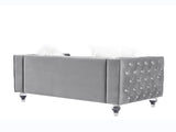 Gray, Two-seater Sofa, Velvet Crystal Buckle Upholstery Sofa, Crystal Feet, Removable Cushion, Two 91398134