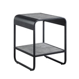 Metal Frame End Table with Bottom Shelf, Concrete Gray and Black B016P323423