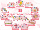 11-in-1 Dinosaur Activity Wall Busy Board Panels-- Wooden Sensory Toy-Pink 34249370