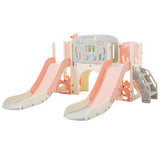 ZNTS Kids Slide Playset Structure 8 in 1, Freestanding Ocean Themed Set with Slide, Arch N710P176322H