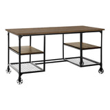Modern Traditional Aesthetic 1pc Writing Desk with 4x Shelves Metal Casters Natural Finish and B011P232135
