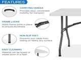 6 Foot Folding Table,Fold-in-Half Plastic Table,Indoor Outdoor Picnic Party Dining Camp 67979816