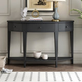 U-Style Modern Curved Console Table Sofa Table with 3 drawers and 1 Shelf for Hallway, Entryway, WF312995AAB