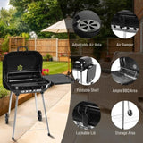 ZNTS 28" Portable Charcoal Grill with Wheels and Foldable Side Shelf, Large BBQ Smoker with Adjustable 33449363