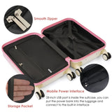 Luggage Set of 4 with USB Port, 20, 24inch with front opening design Airline Certified Carry on N726P197971P