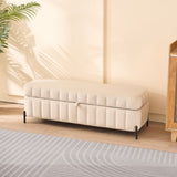 49.21" Wide Upholstered Velvet Storage Soft Bench Footstool Ottoman End of Bed with Metal Legs, Foot W3118P272642
