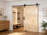 36 x 84 Inch Barn Door and Hardware Kit, Easy to Install Wood Sliding Barn Door with 8-in-1 Floor 86755689