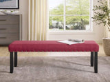 Biony Fabric Dining Bench with Nailhead Trim, Red T2574P509814