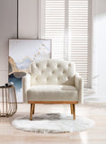 ZNTS COOLMORE Modern Accent Chair with Arms, Tufted Decorative Fabric Armchair with Gold Metal Legs, W39537932