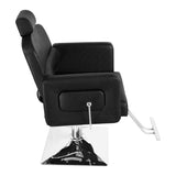 ZNTS PVC Leather Cover Galvanized Square Plate With Footrest Reclining Barber Chair 300lbs Black HZ8897B 70318584