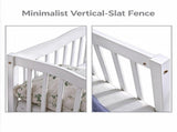 Painted Wooden Children's Bed with Vertical-Slat Railings and 2 Storage Drawers Pine Wood Bedside 20163269