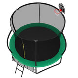 ZNTS 10FT Pumpkin Trampoline, Outdoor Trampoline with Basketball Hoop, Enclosure Net and Ladder W1163P148156