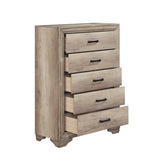 1pc Natural Finish Bedroom Chest of 5 Drawers w Black Hardware Bedroom Furniture Contemporary Design B011P146006