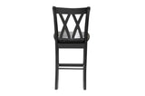 Black Finish 5pc Counter Height Set Dining Counter Height Table with Lower Shelves and 4x Chairs Set B011P194586