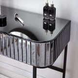 39" Mirrored Makeup Vanity Table with Stainless Steel Base, Mirrored Console Dressing Table with 2 N704P171796B