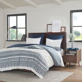 Full/Queen 3 Piece Cotton Duvet Cover Set with Chenille Tufting B035129137