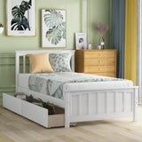 ZNTS Twin size Platform Bed with Two Drawers, White 53907385