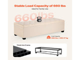 Upholstered Storage Ottoman Bench with Button-Tufted Design, Flip-Top Chest and Side Pockets, Metal 02223314