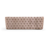Button Tufted Sofa with Velvet Fabric and Gold Accent in Taupe B00961115