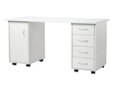 Double Edged Manicure Nail Table with Drawer White 93233881