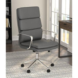 Grey and Chrome Upholstered Office Chair with Casters B062P145687
