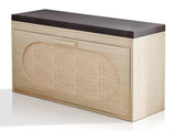 Rattan Shoe Rack, Hallway Shoe Bench, Shoe Cabinet with Flip-Drawer and Seat Cushion 76741085