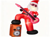 Guitar Santa Inflatable 8ft with Music & Light-Up Mouth, 190D Polyester Christmas Yard Decor, US 72694836