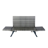 1 PCS Patio Wicker Side Foldable Bench Patio Backyard Conversation Bench Grey Wicker Dark Grey W329P285874