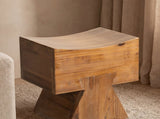 Nico Reclaimed Wood Sculptural Stool Ottoman, Honey Aged Brown Reclaimed Pine Wood B2719P485504